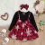 0-6 Years Old Spring Autumn Model Girl Baby Christmas Day Fake Two-piece Paneled Snowflake Print Bow Long Sleeve Dress